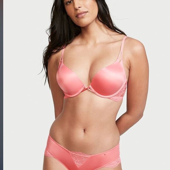 Victorias Secret Very Sexy Smooth Satin Micro Lace Insert cheeky panty pink - Picture 10 of 10